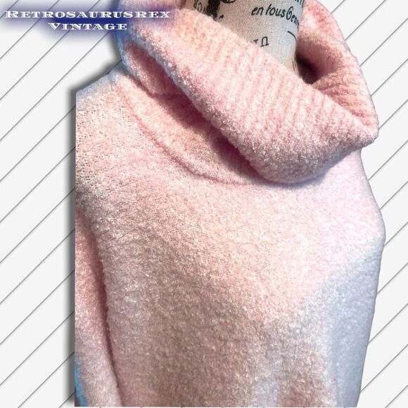 Vintage 1990’s Calvin Klein Peachy Oversized Cowl Neck Wool Knit Sweater, Large - Picture 4 of 5